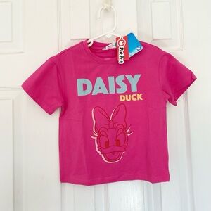 Disney Mickey and Friends Daisy Duck Cotton Hot Pink Girl Short-sleeves T-Shirt